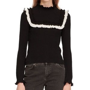Sandro Dumas Ruffled Mock Turtleneck Sweater size 3 NWOT